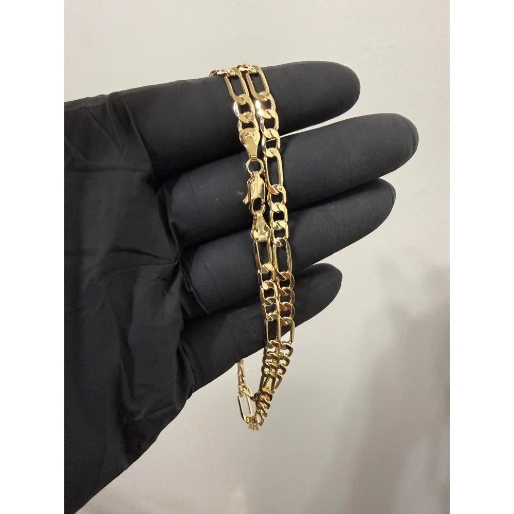 figaro necklace chain 14k gold layered 22inch 5mm lobster clasp